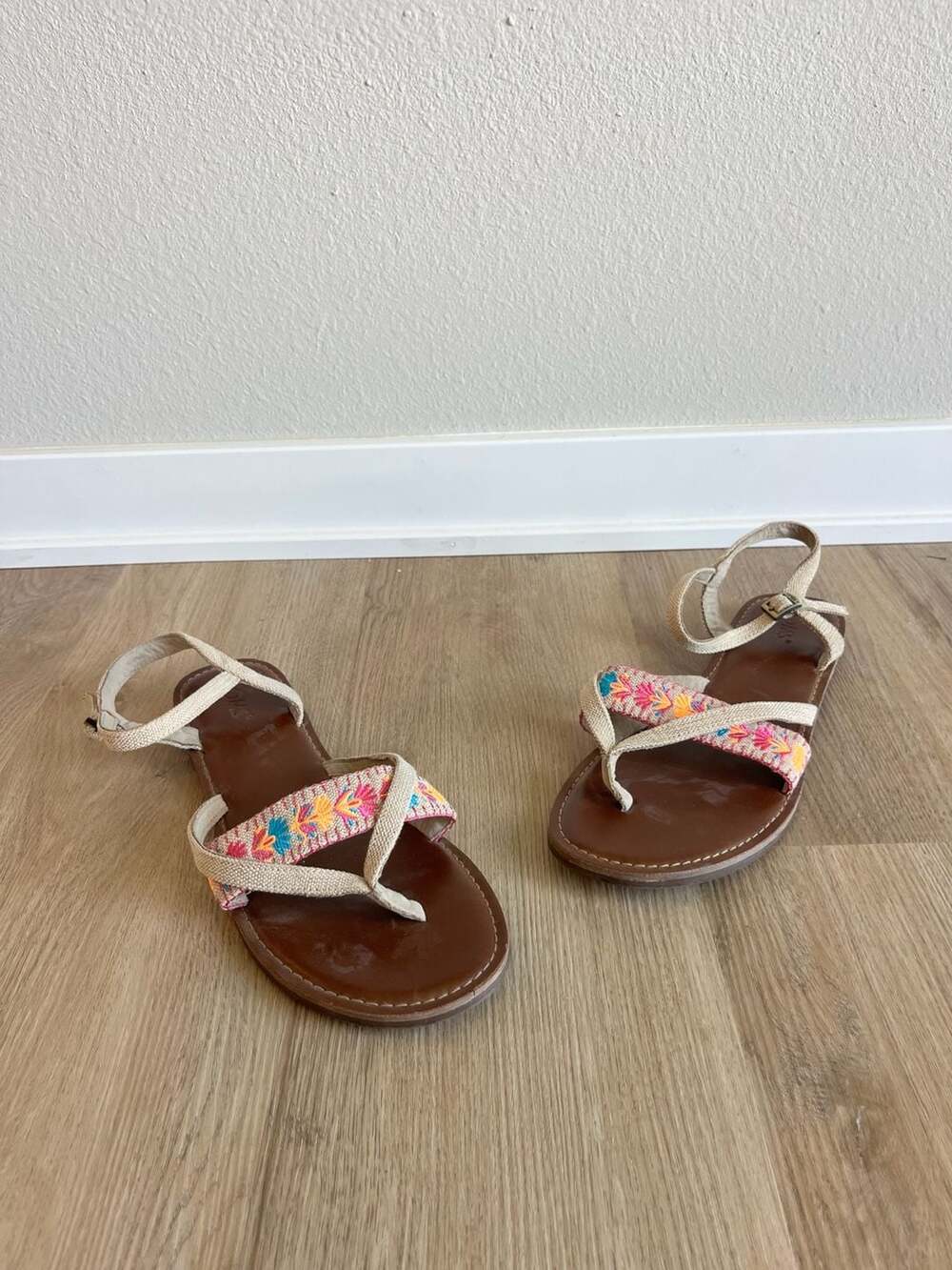 TOMS, Lexie Colorful Embroidered Boho Festival Ankle Strap Sandals, Summer, 11